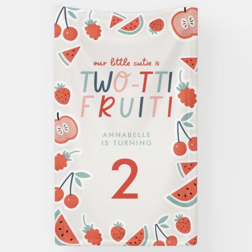 2nd birthday fruit red summer childrens party banner