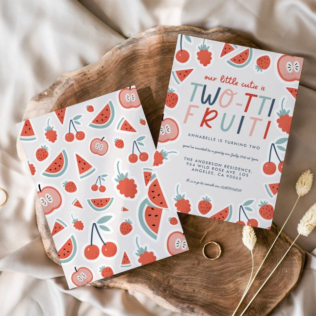 2nd birthday fruit red summer children's party inv invitation (Creator Uploaded)