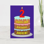 [ Thumbnail: 2nd Birthday: Fun Cake and Candle + Custom Name Card ]