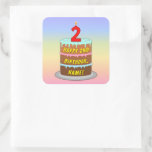 [ Thumbnail: 2nd Birthday: Fun Cake and Candle + Custom Name Sticker ]