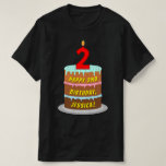 [ Thumbnail: 2nd Birthday — Fun Cake & Candle, W/ Custom Name T-Shirt ]