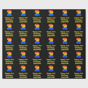 2nd Birthday: Fun, Colorful Rainbow Inspired # 2 Wrapping Paper