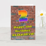 [ Thumbnail: 2nd Birthday: Fun Graffiti-Inspired Rainbow 2 Card ]