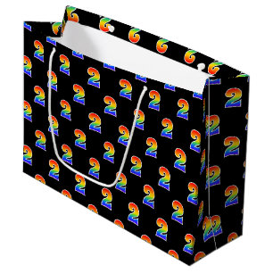2nd Birthday: Fun Rainbow Event Number 2 Pattern Large Gift Bag