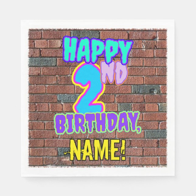 2nd Birthday ~ Fun, Urban Graffiti Inspired Look Napkins (Front)