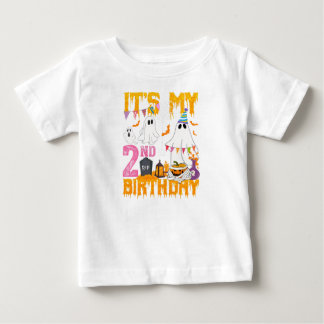 2nd Birthday Ghost Pumpkin Halloween Costume Baby T-Shirt