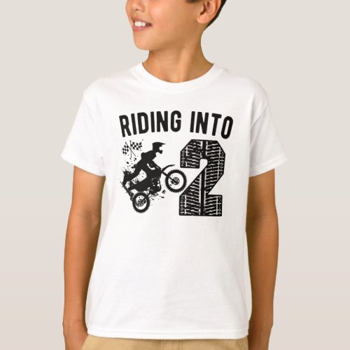 2nd Birthday Gift Dirt Bike 2 Years Old Motocross T_Shirt