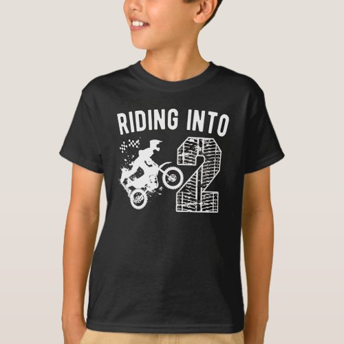 2nd Birthday Gift Dirt Bike 2 Years Old Motocross T_Shirt