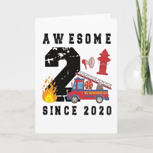 2nd Birthday Gift Firefighter Boy Born in 2020 Card