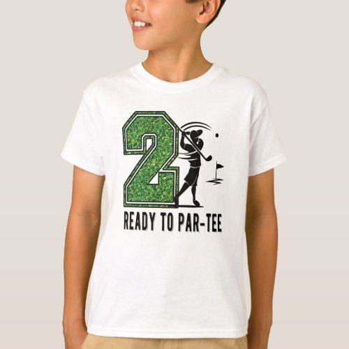 2nd Birthday Gift Golf Player 2 Year Old Boy T_Shirt