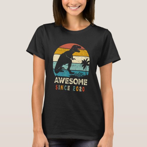 2nd Birthday Gifts Dinosaur 2 Year Old Awesome Sin T_Shirt