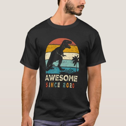 2nd Birthday Gifts Dinosaur 2 Year Old Awesome Sin T_Shirt