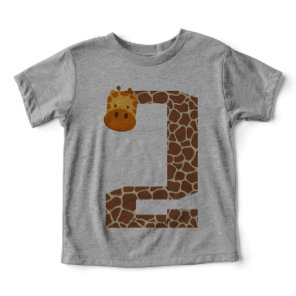 2nd Birthday Giraffe Animal 2 Year Old toddler Kid T-shirt