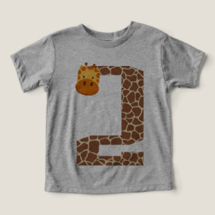 2nd Birthday Giraffe Animal 2 Year Old toddler Kid T-shirt