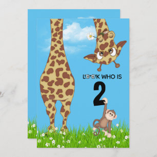 2nd Birthday Giraffe in Grass Invitation