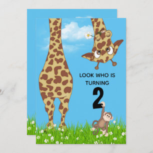 2nd Birthday Giraffe in Grass Invitation