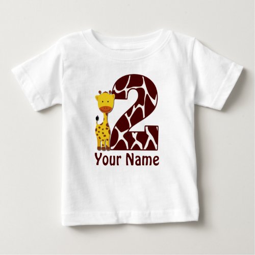 2nd Birthday Giraffe Personalized Shirt