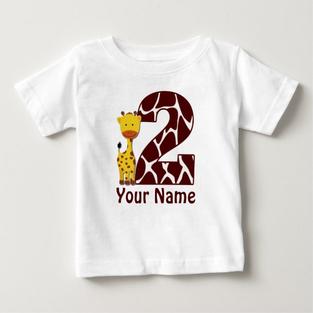 2nd Birthday Giraffe Personalized Shirt (Front)