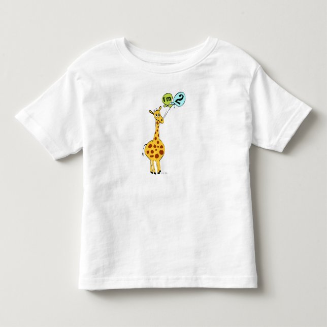 2nd Birthday Giraffe with Balloons Toddler T-shirt (Front)