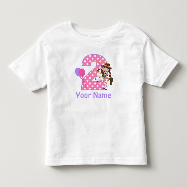 2nd Birthday Girl Cowgirl Personalized T Shirt (Front)