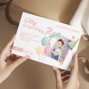 2nd Birthday girl Cute photo-booth Invitation