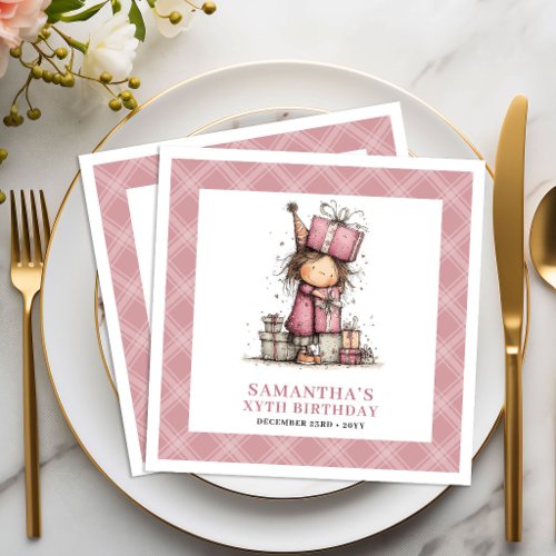 2nd Birthday Girl Funny Quirky Whimsy Pink Napkins