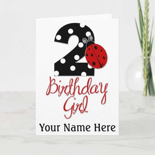 2nd Birthday Girl - Ladybug - 2 Lady Bug Card (Front)
