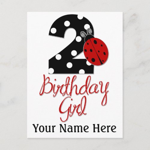 2nd Birthday Girl _ Ladybug _ 2 Lady Bug Postcard