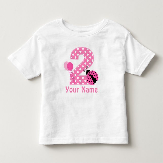 2nd Birthday Girl Ladybug Personalized T Shirt (Front)