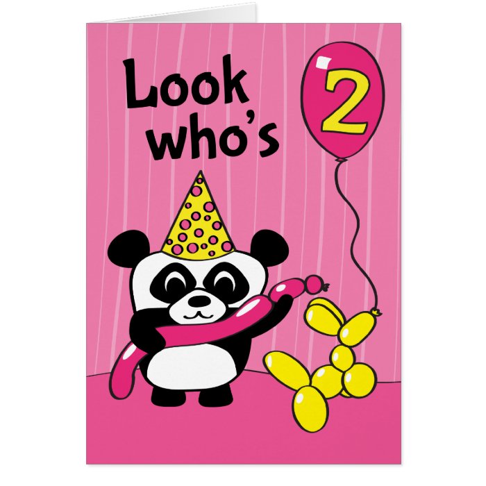 2nd Birthday   Girl Panda with Balloons Card