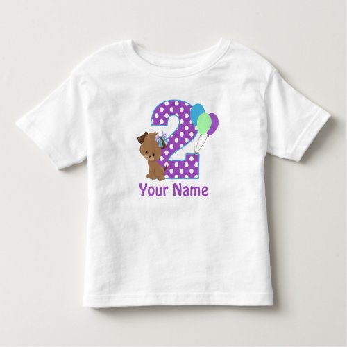 2nd Birthday Girl Puppy Personalized T Shirt