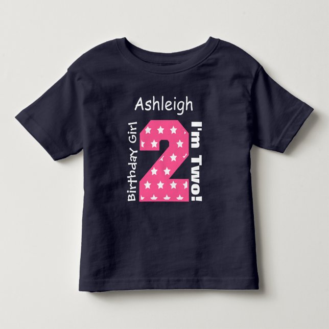2nd Birthday Girl STARS Custom Name V15 Toddler T-shirt (Front)