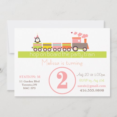 2nd Birthday Girl Train Invitation