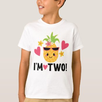 2nd Birthday Girls Hawaiian Party Pineapple T-shirt by MainstreetShirt at Zazzle