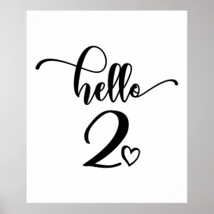 2nd Birthday Girls Hello Two Cute 2 Years Old Kids Poster