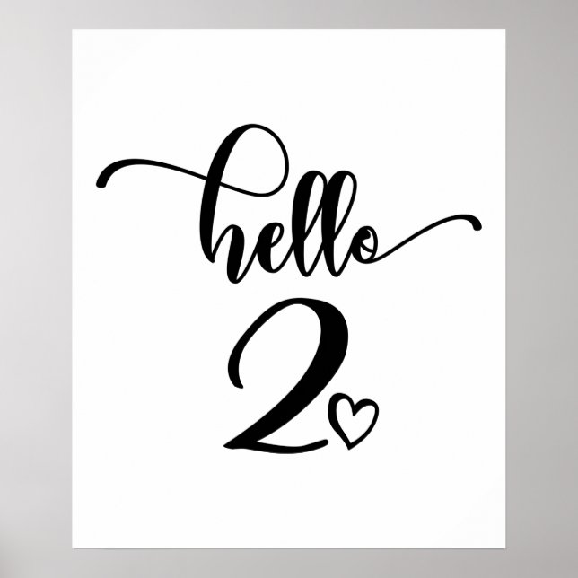2nd Birthday Girls Hello Two Cute 2 Years Old Kids Poster (Front)