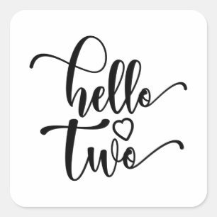 2nd Birthday Girls Hello Two Cute 2 Years Old Kids Square Sticker