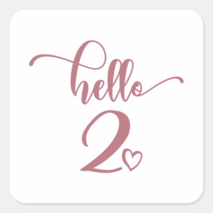 2nd Birthday Girls Hello Two Cute 2 Years Old Kids Square Sticker