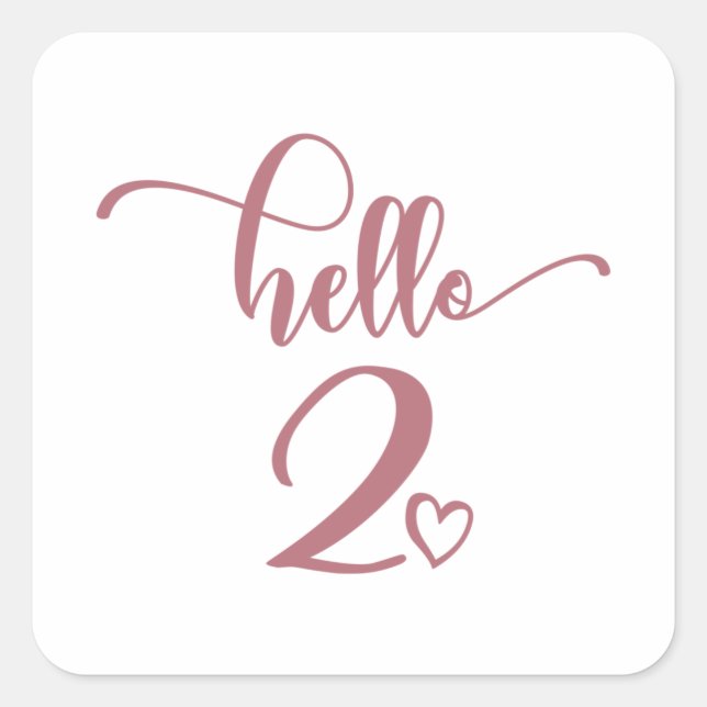 2nd Birthday Girls Hello Two Cute 2 Years Old Kids Square Sticker (Front)