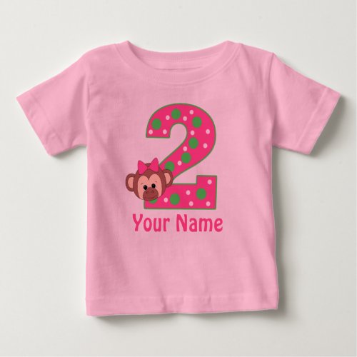 2nd Birthday Girls Monkey Personalized Shirt
