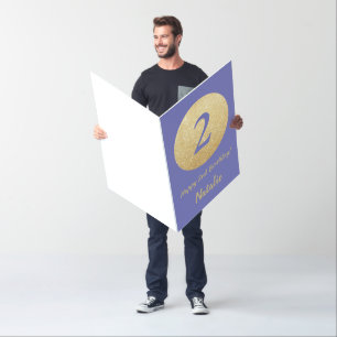 2nd Birthday Gold Glitter Extra Large Card