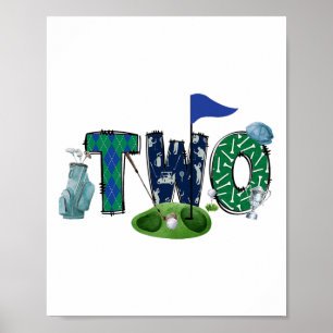 2nd Birthday Golf Theme Party Golf Girl Boy Birthd Poster