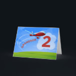 2nd Birthday Grandson Red Airplane Card<br><div class="desc">A red airplane is ready to land as it zooms in the sky over the number 2. The word grandson is written in the curve of the flying plane. Delight your grandson with this airplane card on his 2nd birthday!</div>