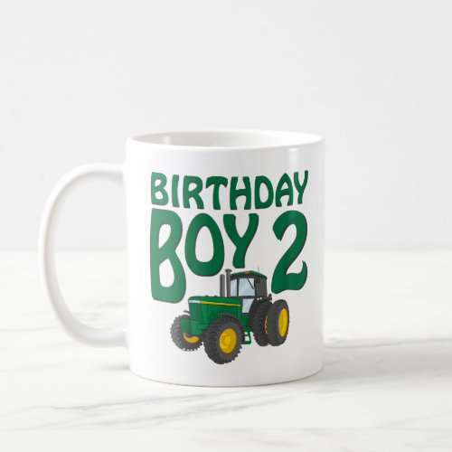 2nd Birthday Green Farm Tractor Two 2 Year Old  Coffee Mug