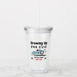 2nd Birthday Growing Up Two Fast Blue Race Car Acrylic Tumbler