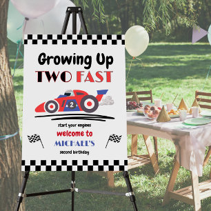 2nd Birthday Growing Up Two Fast Red Blue Race Car Foam Board