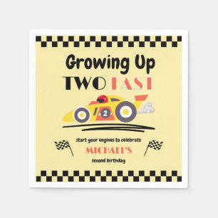 2nd Birthday Growing Up Two Fast Yellow Race Car Napkins
