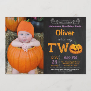 2nd Birthday Halloween Party Photo Invitation