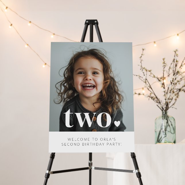 2nd Birthday Heart Photo Welcome Sign (In Situ (Stand))