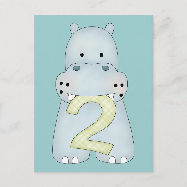 2nd Birthday Hippo Postcard (Front)